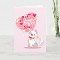 Get Well Soon Lovely Cartoon Cat Greeting