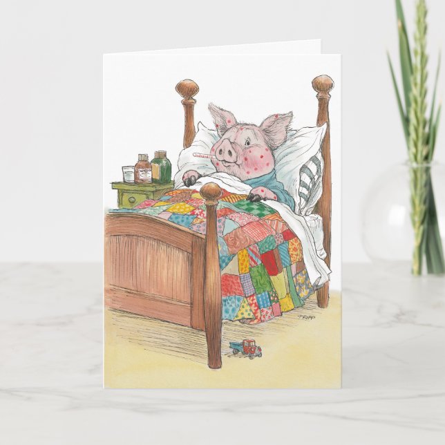 Get Well Soon Measles Pig Card (Front)
