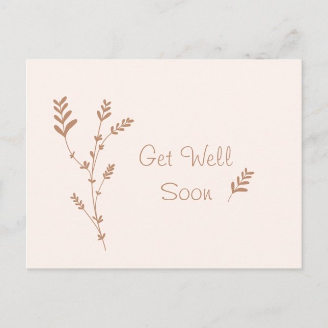 Get Well Soon Minimal Floral Postcard (Front)