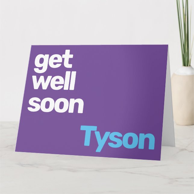 get well soon minimal purple custom card (Front)