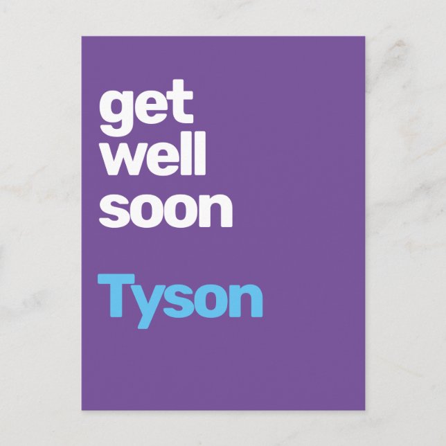 get well soon minimal simple purple modern CARD (Front)