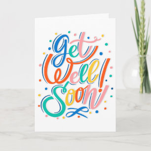 Get Well Soon Modern Multicolored Typography Card