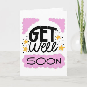 Get Well Soon Modern Pink and Yellow Typography Card