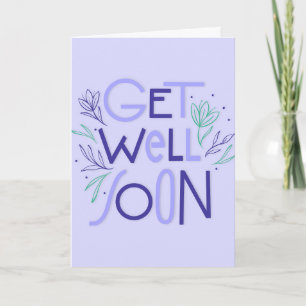 Get Well Soon Modern Purple and Blue Typography Card