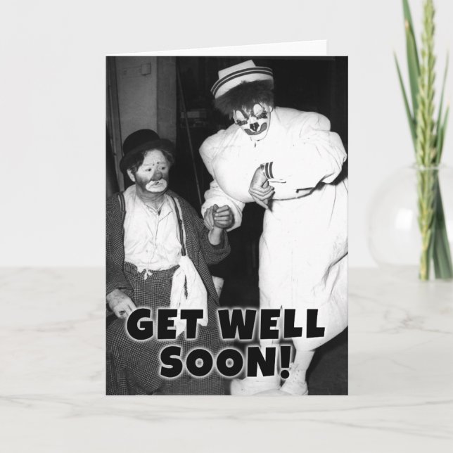Get Well Soon! Otto Griebling Clown Greeting Card (Front)