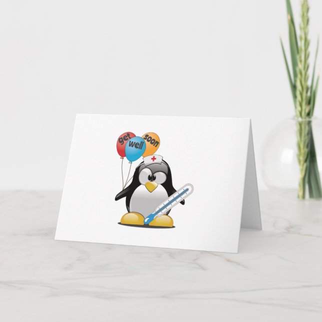Get well soon. Penguin Nurse. Card (Front)