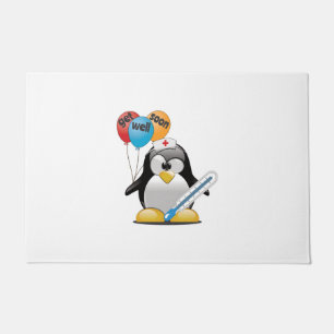 Get well soon. Penguin Nurse. Doormat