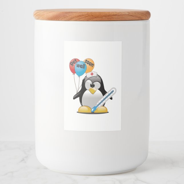 Get well soon. Penguin Nurse. Food Label (Front)