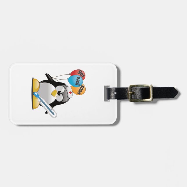 Get well soon. Penguin Nurse. Luggage Tag (Front Horizontal)