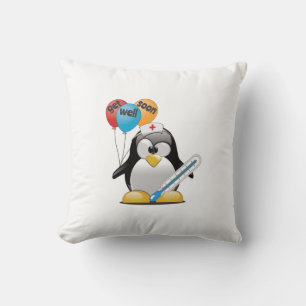 Get well soon. Penguin Nurse. Throw Pillow