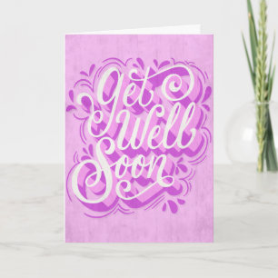 Get Well Soon Pink Vintage Style Typography Card