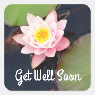 Get Well Soon Pink Water Lily #1 Stickers