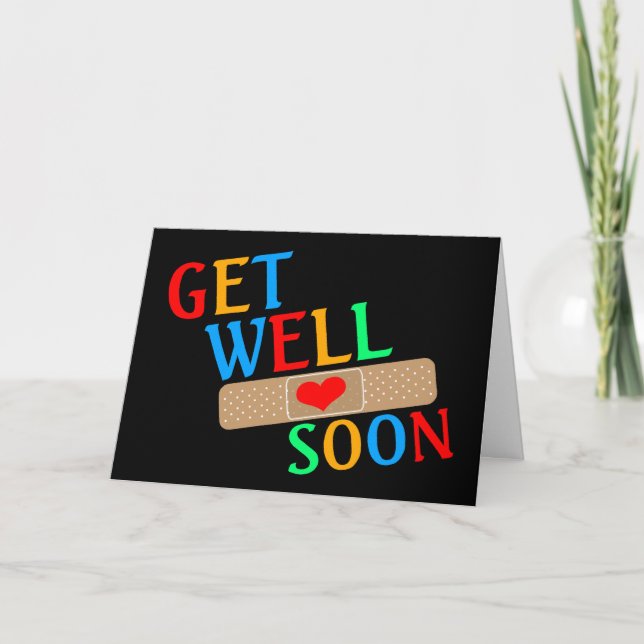 Get Well Soon Plaster And Heart Card (Front)