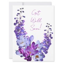Get well soon pretty purple floral beautiful fun