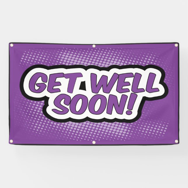 Get Well Soon purple Banner (Horizontal)