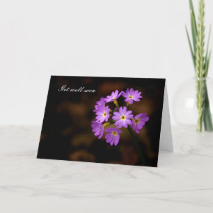 Get well soon, purple flower card