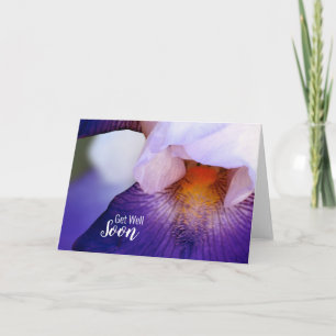 Get Well Soon Purple Iris Floral Photo Card