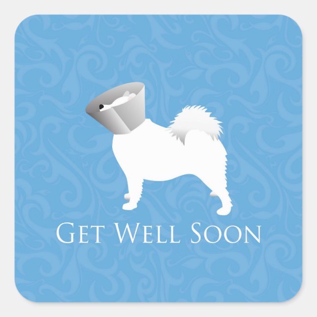 Get Well Soon - Samoyed Male Square Sticker (Front)
