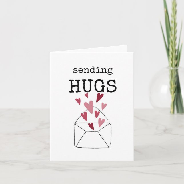 Get Well Soon, Sending Hugs, Heart Card (Front)
