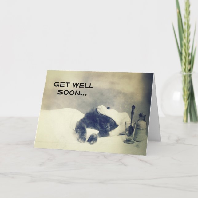 Get Well Soon (Sick Cat) Card (Front)