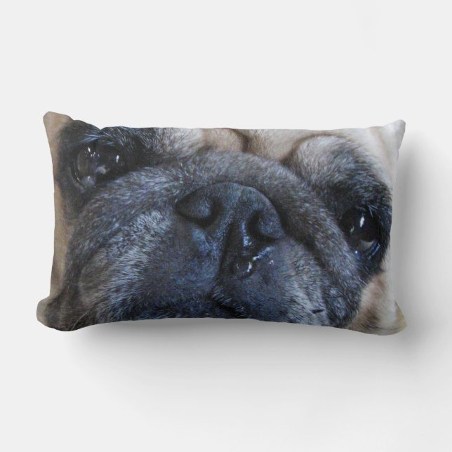 Get Well Soon Sick Pug Dog Lumbar Pillow (Front)