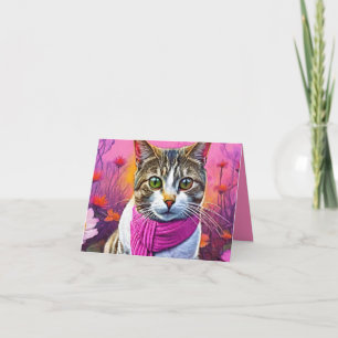 Get Well Soon – Spring Flu Recovery   Cozy Cat Note Card
