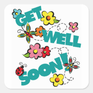 get well soon square sticker