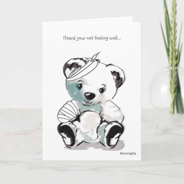 GET WELL SOON, TEDDY BEAR GREETING CARD (Front)