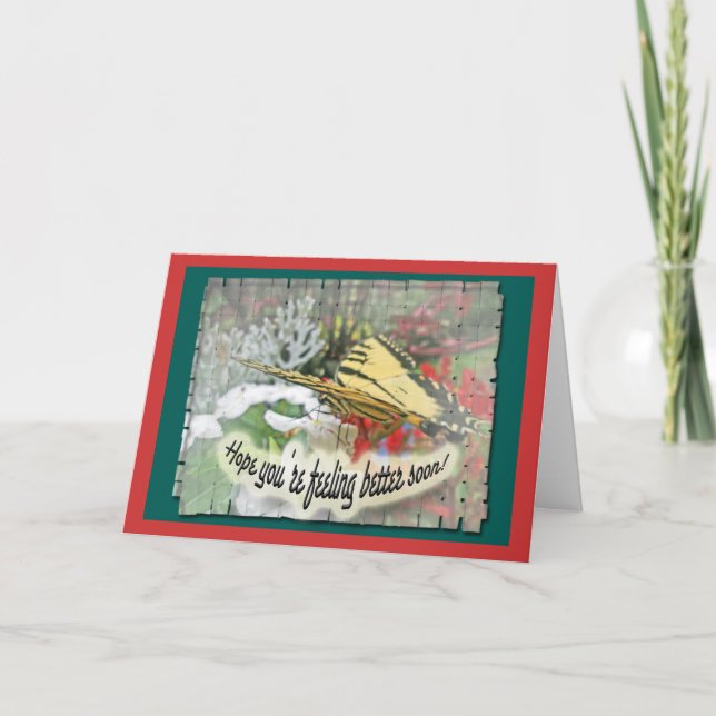 Get Well Soon Tiger Swallowtail Butterfly Card (Front)