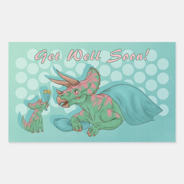 Get Well Soon Triceratops Sticker (Front)