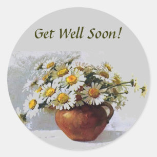 Get Well Soon Vintage Daisies Sticker