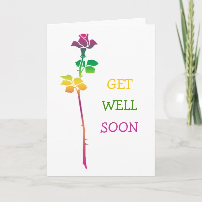 Get Well Soon Wishes Rose Card (Front)