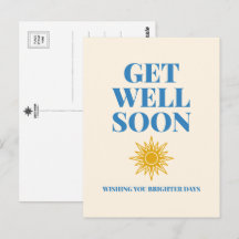 Get Well Soon Wishing You Brighter Days Postcard