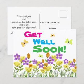 Get well soon with colours postcard