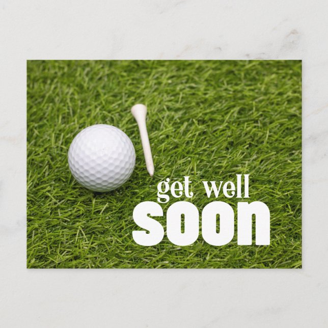 Get well soon with Golf ball for Golfer   Postcard (Front)