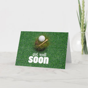 Get well soon with golf ball on green for golfer card