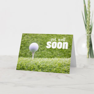 Get well soon with golf ball on green for golfer  card