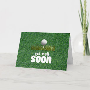 Get well soon with two golf ball on green card