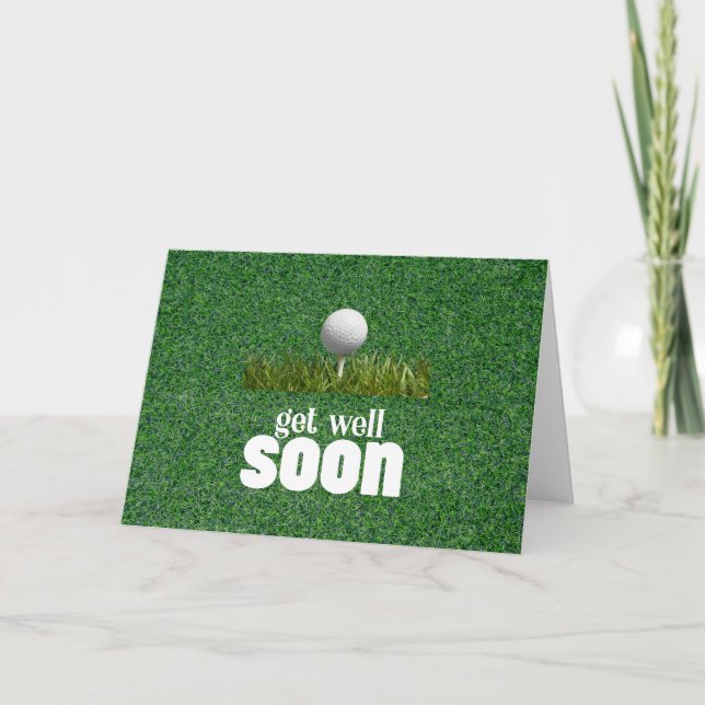 Get well soon with two golf ball on green card (Front)