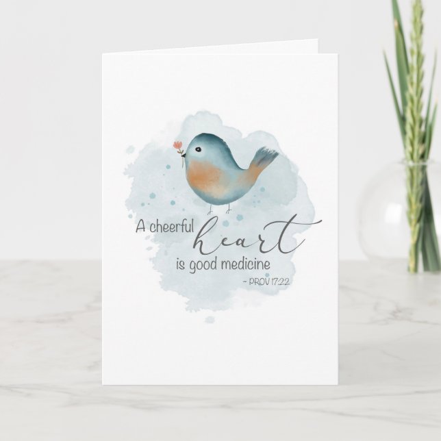 Get Well Thinking of You Scripture Watercolor Bird Card (Front)