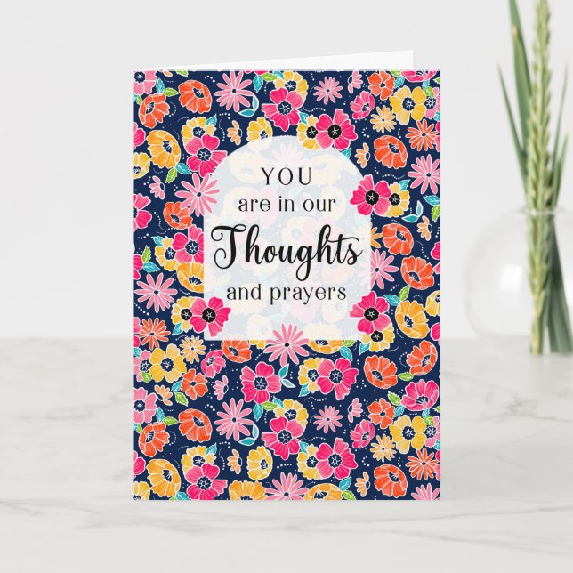 Get Well Thoughts & Prayers Bright Floral Pattern Card (Front)