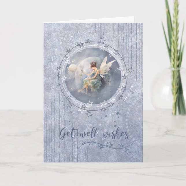 Get Well Wishes Fairy in the Moon Card (Front)
