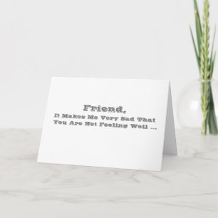 Get Well words, for a friend in grey on white. Card
