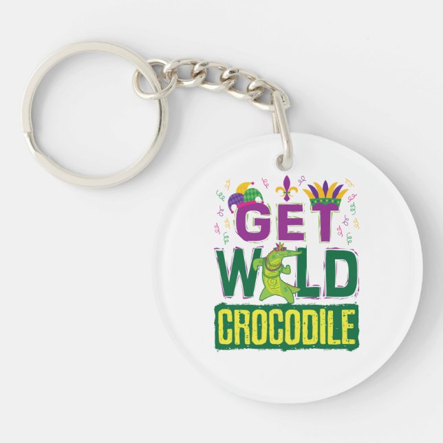 Get Wild Crocodile Mardi Gras Alligator Keychain (Front)