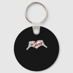 Get Wrecked Skeleton Hand Heart Classic Keychain