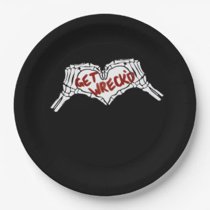 Get Wrecked Skeleton Hand Heart Classic Paper Plate