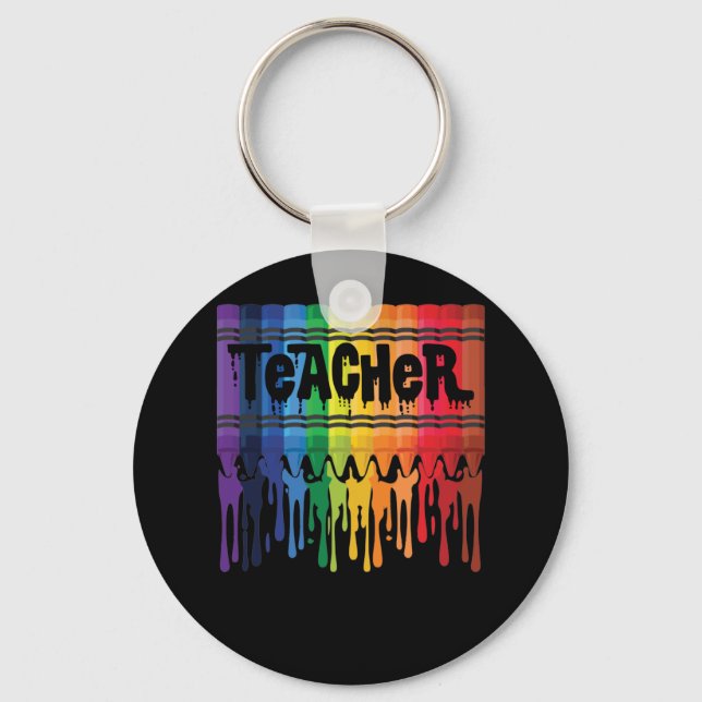 Get You Crayon Rainbow Teacher Keychain (Front)