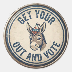 Get Your Butt out and Vote   Funny Political Classic Round Sticker