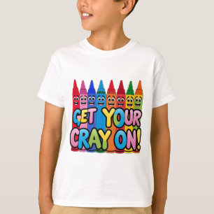 Get Your Crayon On! Happy Cartoon Crayons Art  T-Shirt