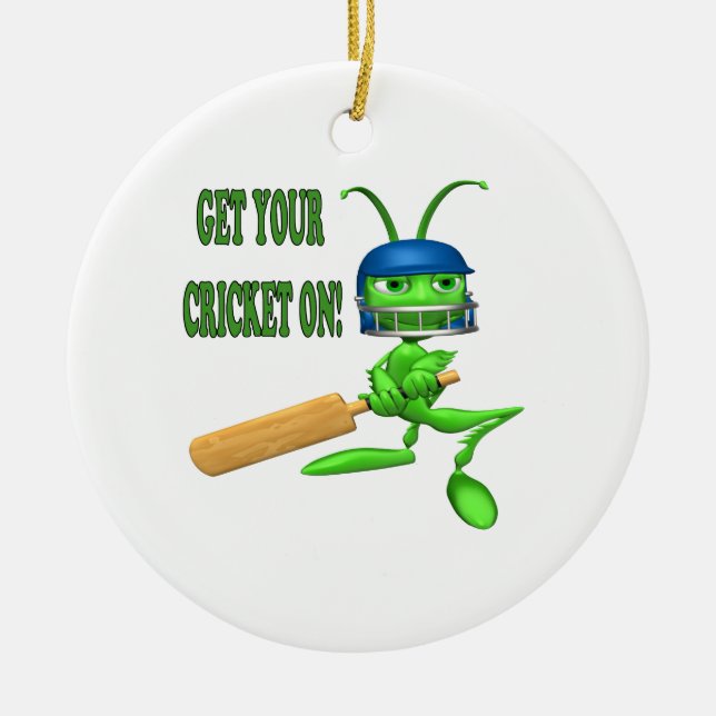 Get Your Cricket On Ceramic Ornament (Front)